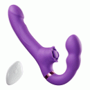 Loria - for Couples 10 Tapping & Vibrating G-spot Clit Stimulator Strapless Double-ended Remote Control Dildo